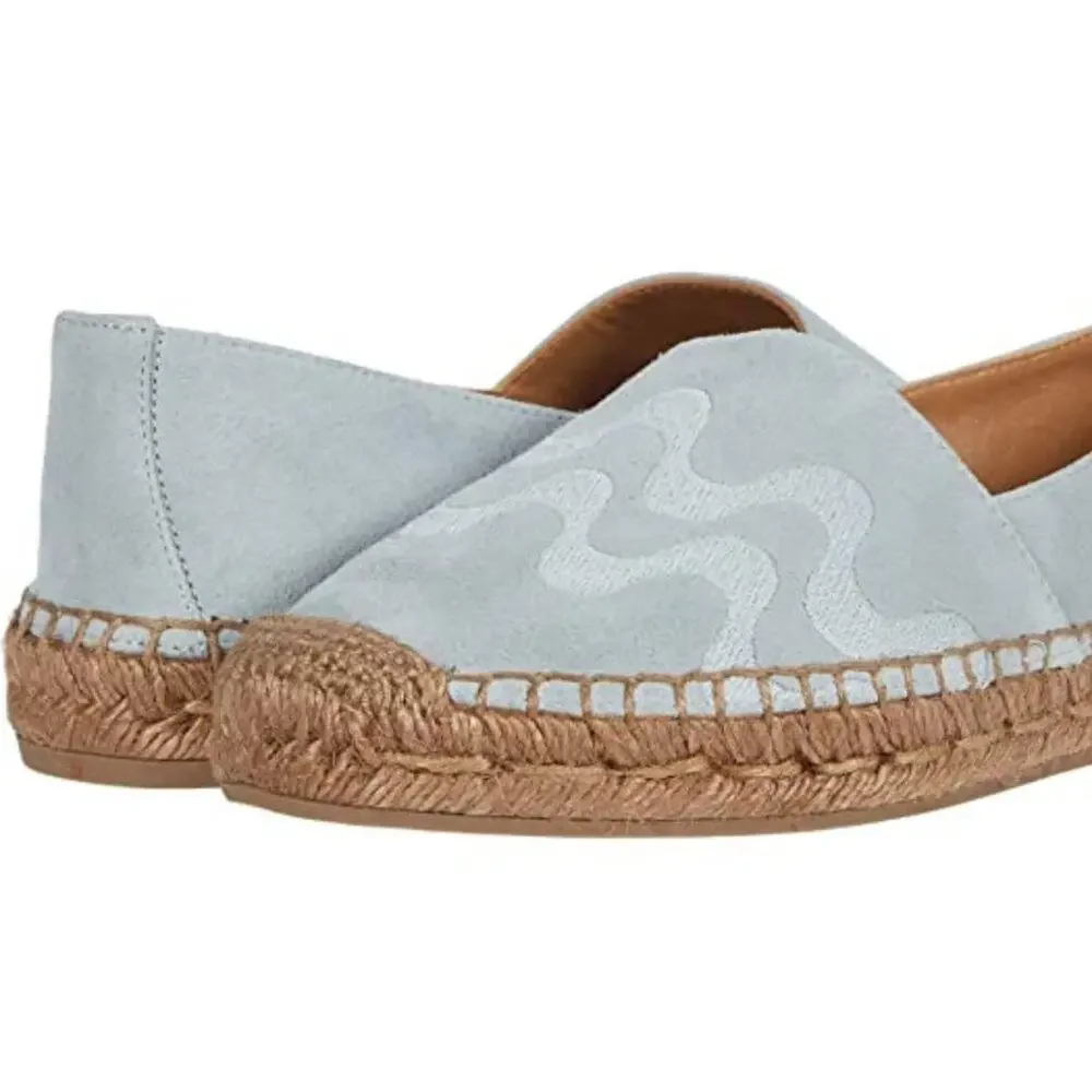 Aquatalia Isela Espadrille Slip On Suede Leather Sky Blue 10 New